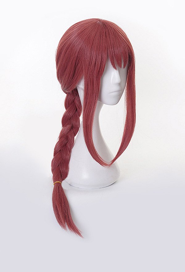 Chainsaw Killer Perruque de Cosplay Makima Longue Rose avec Tresse