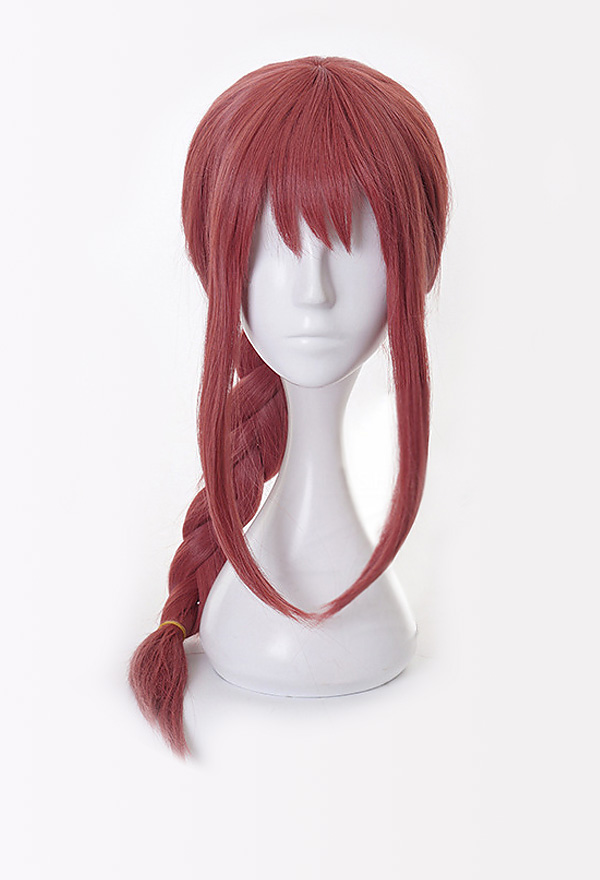 chainsaw devil Makima Peluca de Color Rosa con Trenzas  