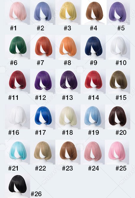 Perruque de Cosplay Courte Raide de Diverses Couleurs