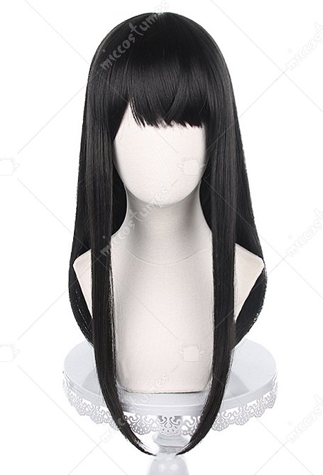 Chainsaw 2 Perruque de Cosplay Asa Mitaka Wig Longue Noire