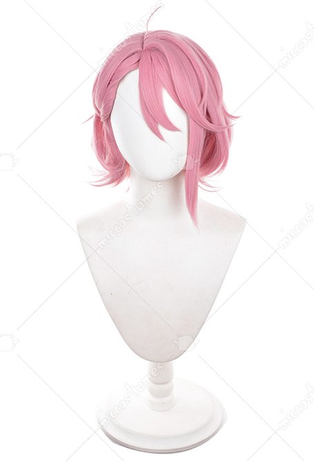 DDD Aira Shiratori Perruque Cosplay Perruque courte rose avec résille