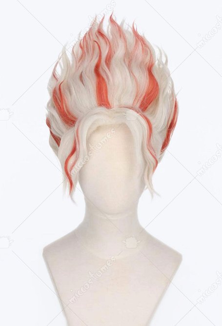 Peluca de cosplay DDD Ken Takakura, peluca corta roja y blanca con redecilla para el pelo
