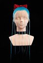 Dragon Boru Bulma Peluca Cosplay Peluca Frontal de Encaje Trenzado Azul con Arco