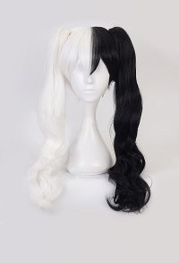 Danganronpa Monokuma Kimono Half Black White Double Tail Cosplay Wig