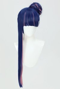 Panty Stocking Stocking Cosplay Perücke lange gerade blau rosa Perücke mit Pony