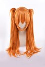Anime Girl Cosplay Wig Layered Orange Slight Curly Long Wig With Double Ponytail
