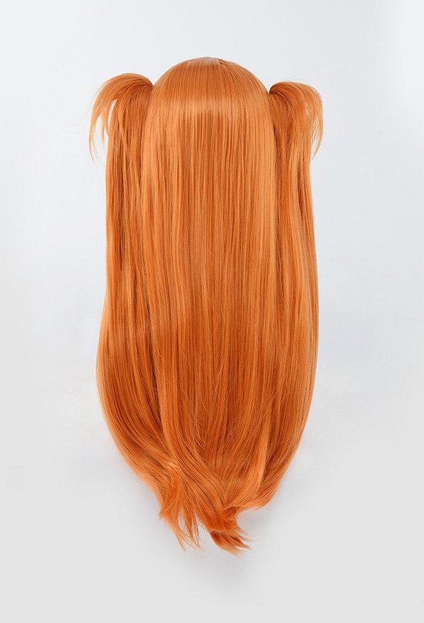 Anime Girl Cosplay Wig Layered Orange Slight Curly Long Wig With Double Ponytail