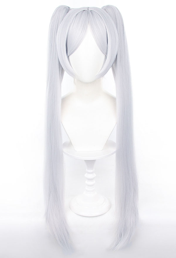 Friren: Beyond Journey's End Friren Perruque de Cosplay Argente et Blanche Double Ponytail Perruque