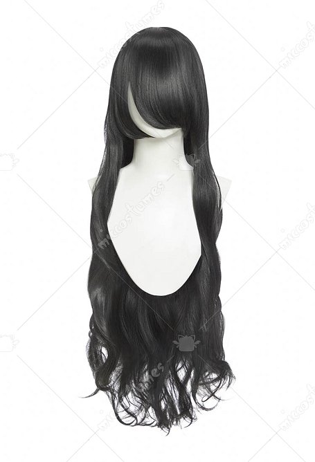 The Fragrant Flower Blooms with Dignity Kaoruko Waguri Perruque cosplay noire et grise, bouclée, longueur 100cm