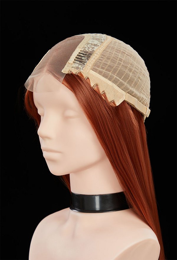 Peluca Frankenstein Elizabeth Cosplay Peluca Frontal de Encaje Largo Marrón de 43,3 Pulgadas