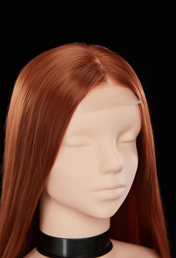 Peluca Frankenstein Elizabeth Cosplay Peluca Frontal de Encaje Largo Marrón de 43,3 Pulgadas