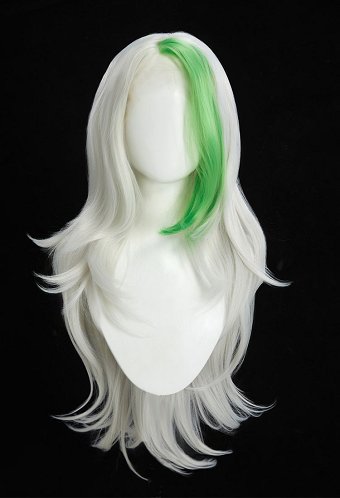Peluca de cosplay de Roxanne Wolf de Five Nights at Freddy's Peluca larga de encaje blanco y verde