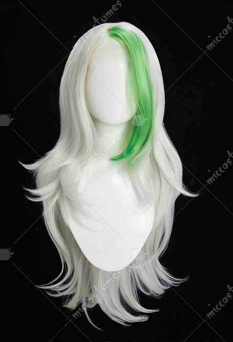 Peluca de cosplay de Roxanne Wolf de Five Nights at Freddy's Peluca larga de encaje blanco y verde