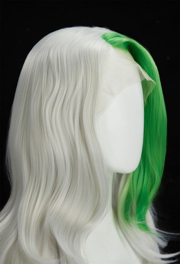 Peluca de cosplay de Roxanne Wolf de Five Nights at Freddy's Peluca larga de encaje blanco y verde