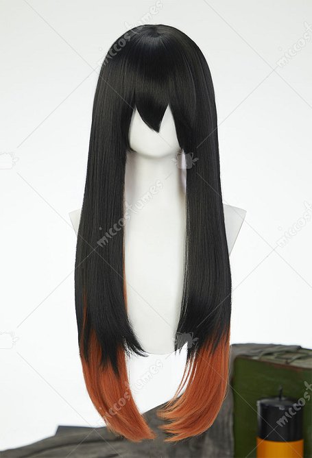 GACHIAKUTA Amo Empool Cosplay Peluca Negro y Naranja Peluca Larga de Dos Tones