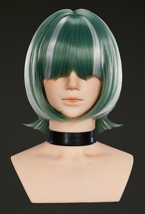 GACHIAKUTA Guita Hebby Cosplay Wig White Highlight Light Green Short Wig