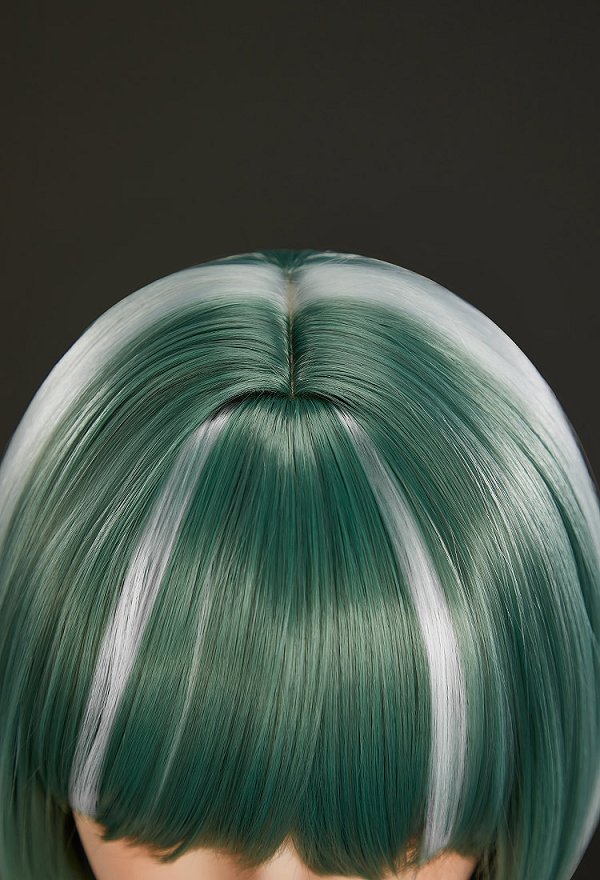 GACHIAKUTA Guita Hebby Cosplay Wig White Highlight Light Green Short Wig