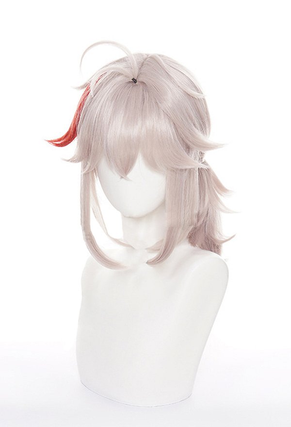 Genshin Impact Kaedehara Kazuha Cosplay Wig Beige Wig with Red Highlights