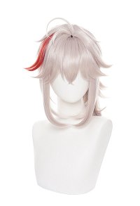 Genshin Impact Kaedehara Kazuha Cosplay Wig Beige Wig with Red Highlights