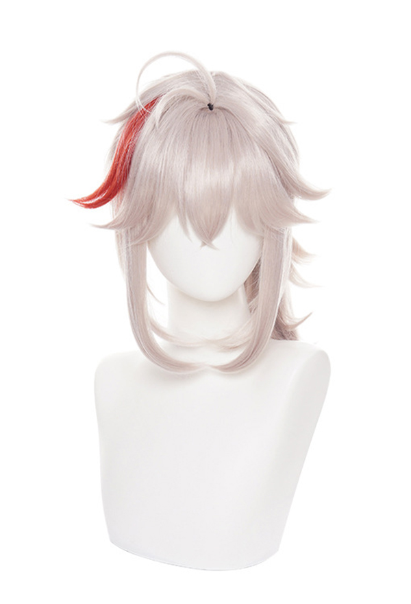 Genshin Impact Kaedehara Kazuha Cosplay Peluca de Beige con Reflejos Rojos