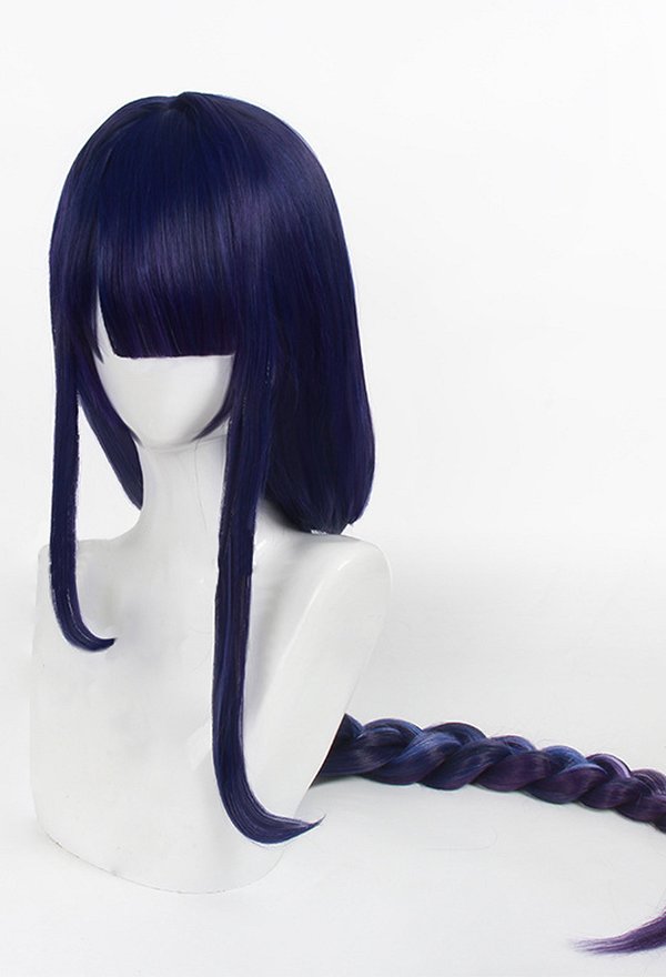 Genshin Impact Raiden Shogun Cosplay Wig Gradient Purple Long Braid Wig