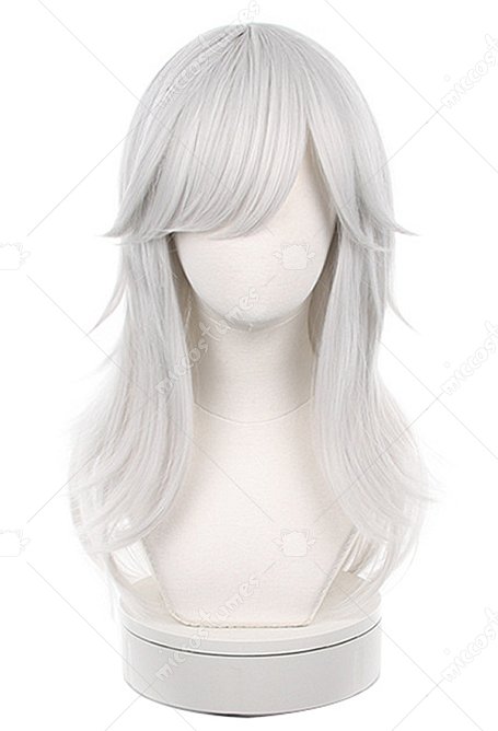 Genshin Impact Perruque de Cosplay Cyno Wig Longue Blanche Argentée