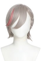 Genshin Impact Lyney Cosplay Perücke Kurze Grau Orangefarbene Perücke