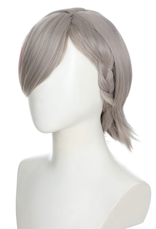 Genshin Impact Lyney Cosplay Perücke Kurze Grau Orangefarbene Perücke