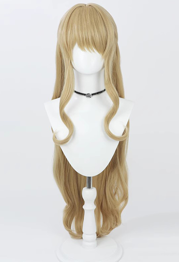 Genshin Impact Perruque de Cosplay Navia Blonde Longue Ondulée Perruque Bouclée