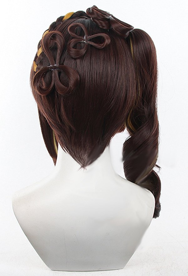 Chiori Disfraz de Cosplay Pelucas de Cosplay de Chiori de Genshin Impact con Pelo Rizado Marrón
