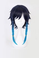 Genshin Impact Bards Venti Blue Gradient Mixed Color Short Cosplay Wig with Braid Genshin Impact Bards Venti Blue Gradient Mixed Color Short Cosplay Wig with Braid
