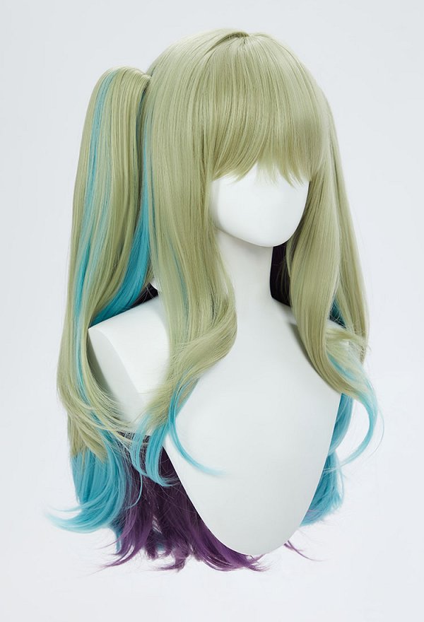 Honkai Impact 3 Mobius Cosplay Wig Green Blue Long Curly Wig