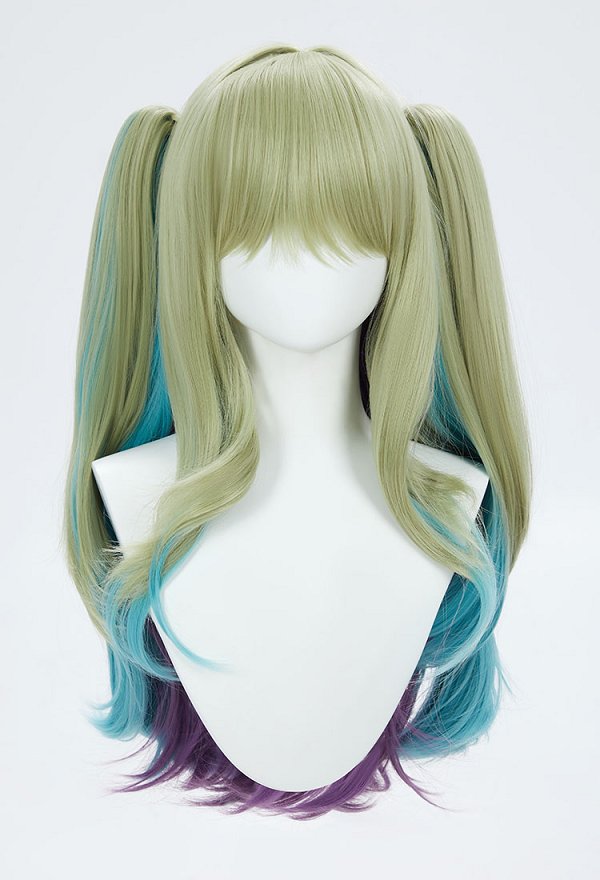 Honkai Impact 3 Mobius Cosplay Wig Green Blue Long Curly Wig