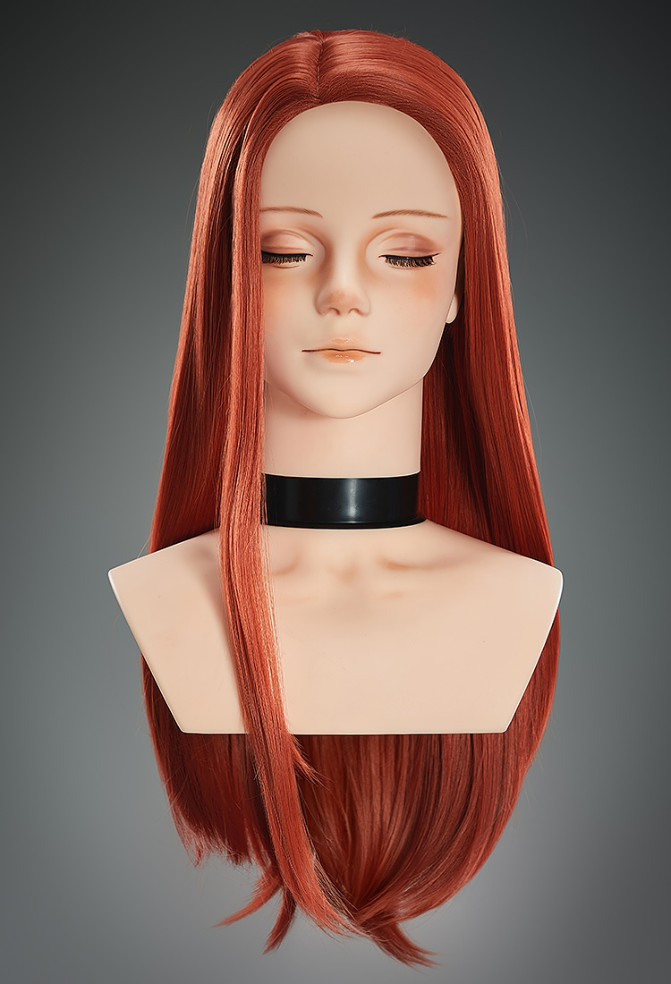 Peluca de Cosplay de Invincible Eve Peluca Larga Lisa Naranja Oscuro