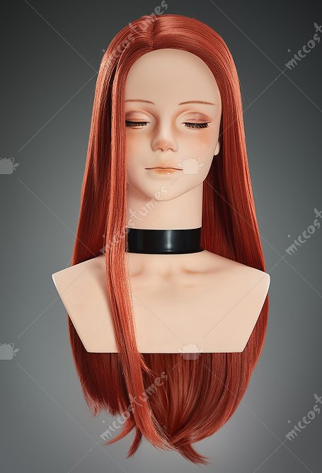 Peluca de Cosplay de Invincible Eve Peluca Larga Lisa Naranja Oscuro