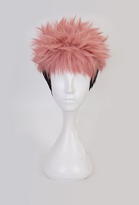 Jujitsu Fight Yuji Itadori Pink Short Curly Hair Cosplay Wig Accessories with Wig Cap