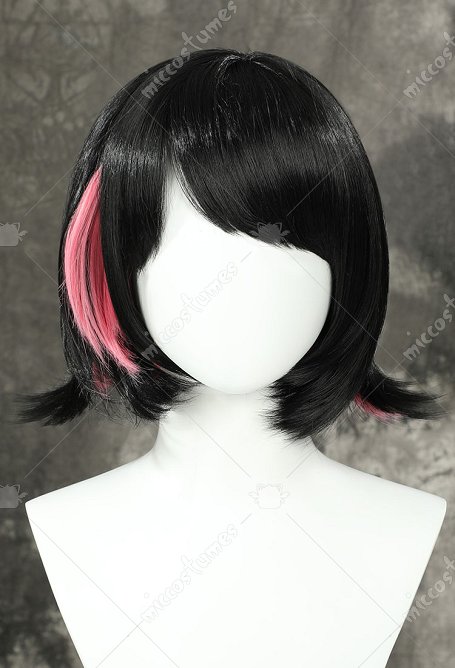 Zenless Zone Zero Ellen Joe Cosplay Perücke Shark Girl kurze gerade schwarz rosa schulterlange Perücke