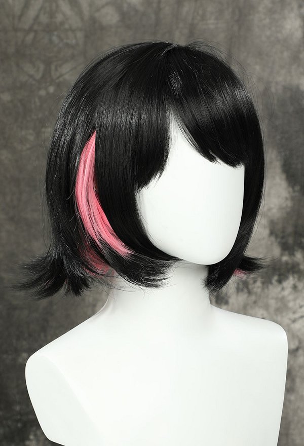Zenless Zone Zero Ellen Joe Cosplay Wig Shark Girl Short Straight Black Pink Shoulder Length Wig