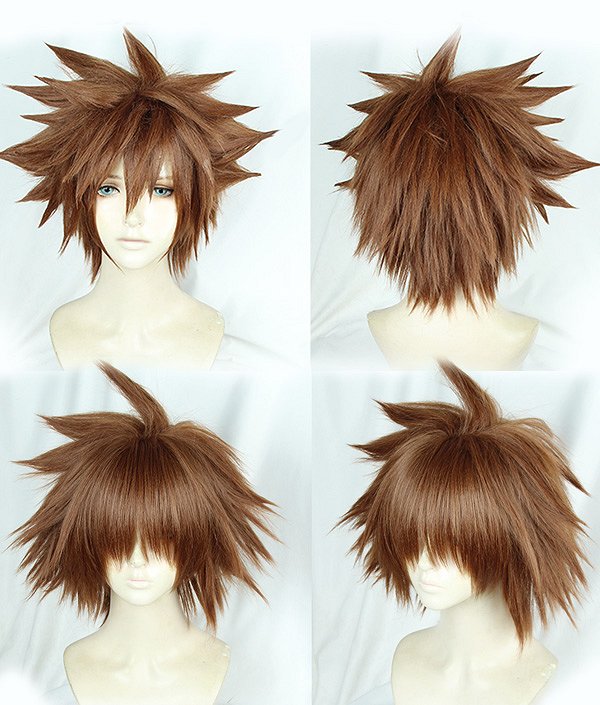 Kingdom Hearts III Sora Brown Explosive Short Cosplay Peluca
