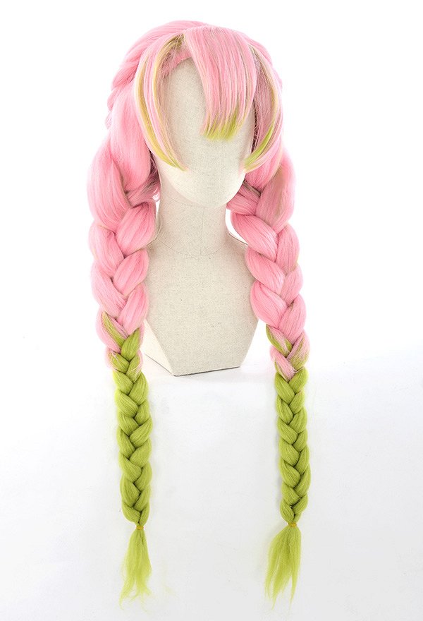 New KNY Love Green Pink Gradient Color Cosplay Wig