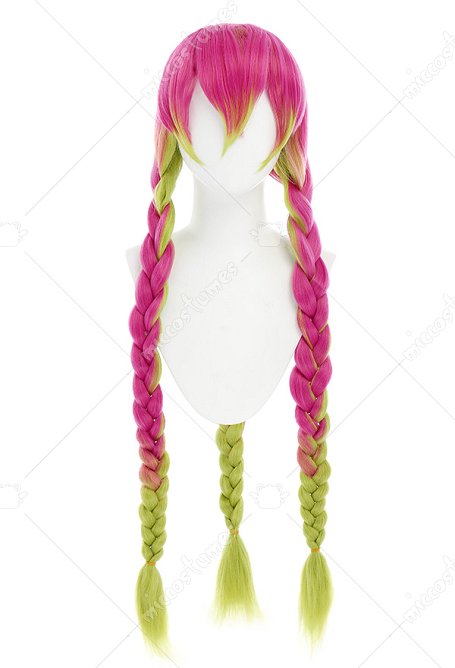 KNY Perruque de Cosplay Love Longue Dégradée Rose Vert