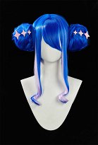 GUINEVERE Cosplay Peluca de moño doble azul real GUINEVERE Cosplay Peluca de moño doble azul real