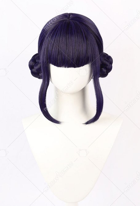 Kpop Killer Rapper Cosplay Perruque courte à double chignon violet et noir