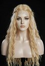 Peluca cosplay Fairy Queen Rubio dorado Peluca con frente de encaje rizada de 35,4 pulgadas de largo