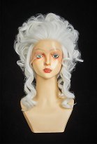 Estilo Rococó Cosplay Peluca Blanca Corta Peluca de Encaje Curly Estilo Rococó Cosplay Peluca Blanca Corta Peluca de Encaje Curly