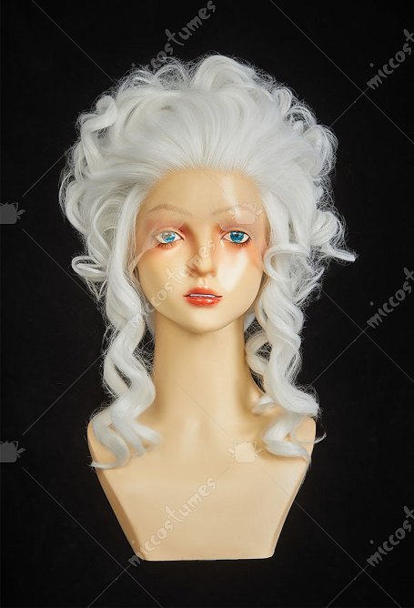Perruque cosplay style rococo Perruque courte bouclée blanche en dentelle