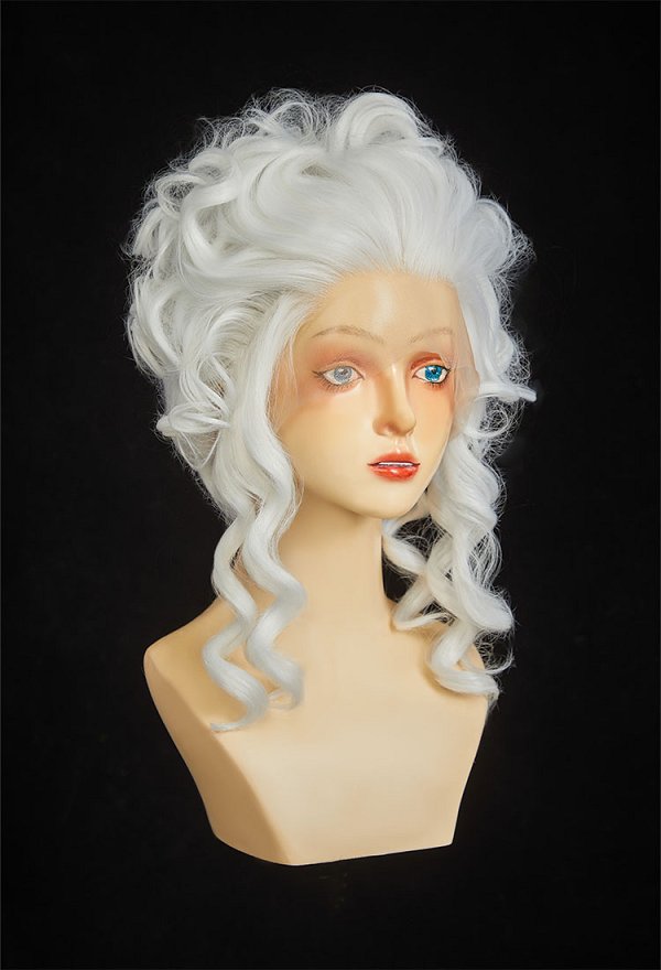 Rococo Style Cosplay Wig White Short Curly Lace Wig
