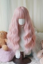 Halloween Lolita Cosplay Wig Pink Long Wavy Curly Wig Halloween Lolita Cosplay Wig Pink Long Wavy Curly Wig