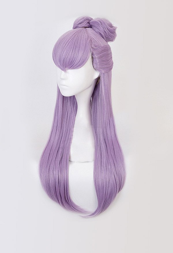 LOL LOL POP_STARS Peluca de Cosplay de Evelynn de Color Púrpura Mixto Degradado con Corte de Pelo de Bola
