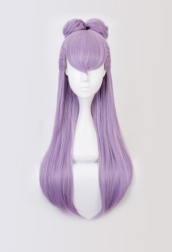 LOL LOL POP_STARS Peluca de Cosplay de Evelynn de Color Púrpura Mixto Degradado con Corte de Pelo de Bola